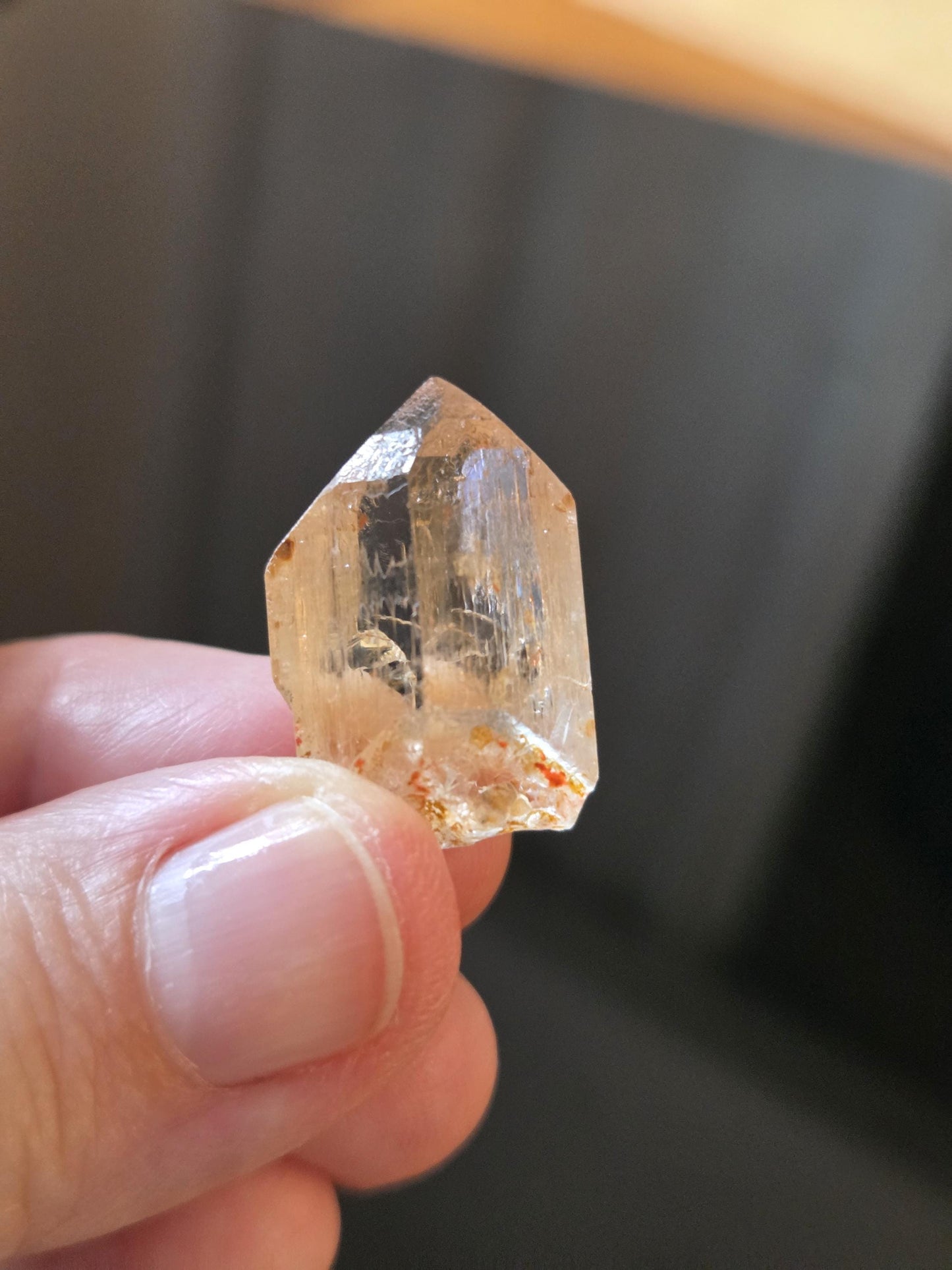 Topas weiss Kristall Spitze Sammlerstein, Topaz , Namibia, 25 x 18 x 14 mm, 7,08 g., 35,40 ct.
