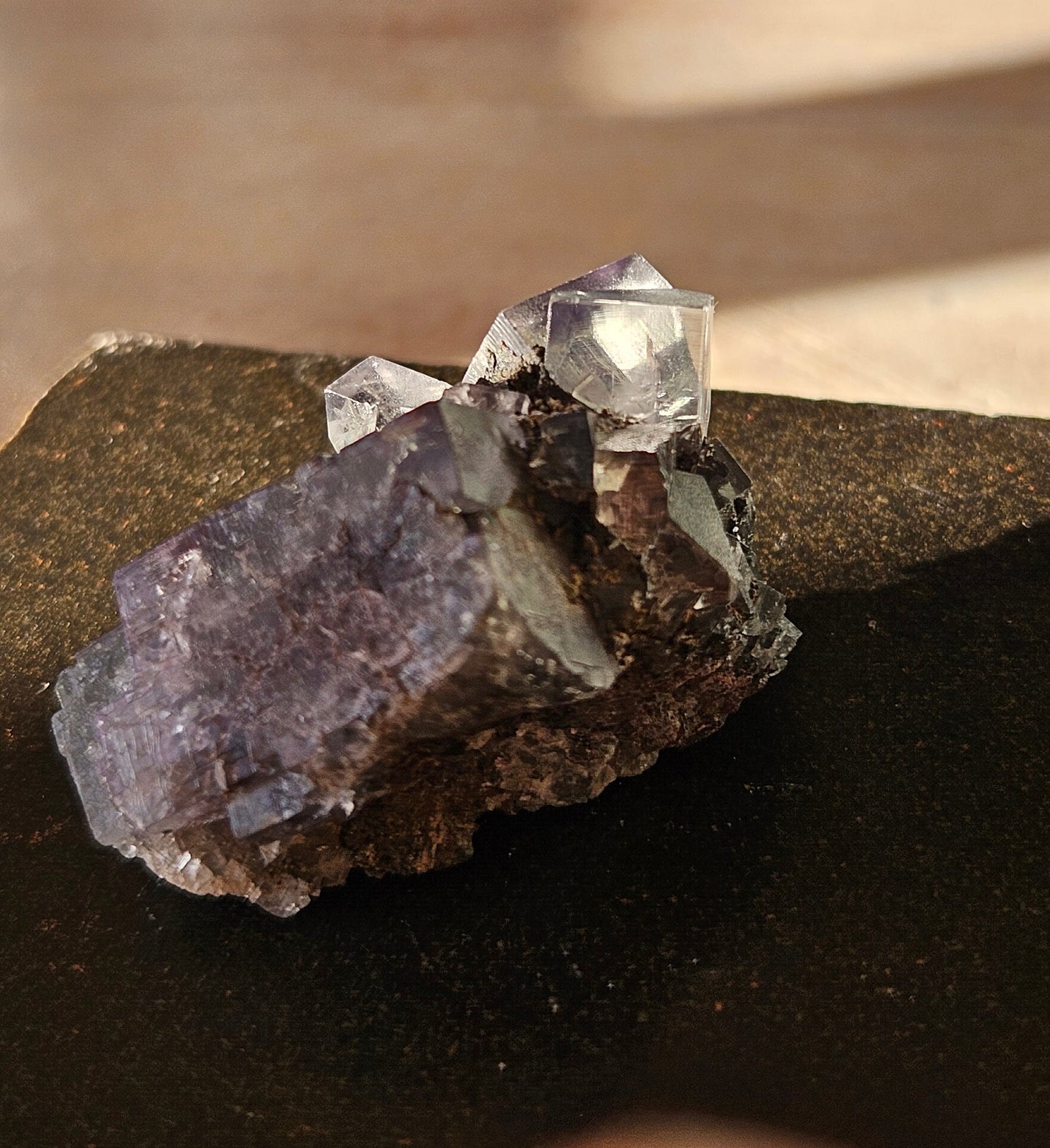 Graublauer Fluorit, Blau graue Fluorit Stufe, Rohstein, Kristall, 40 x 30 x 30 mm, 28 ,19 Gramm, 140, 95 ct.