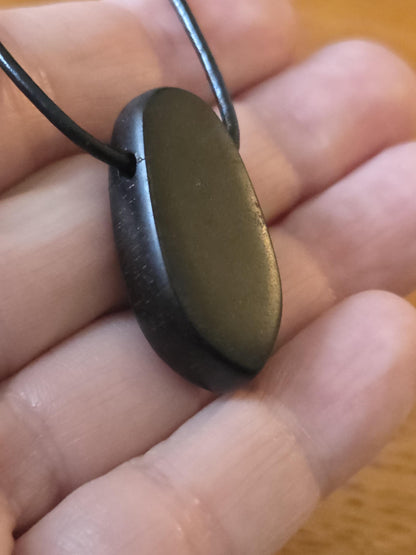 Ebenholz mit Boulder Opal, Yowah Nuss Opal Holz Anhänger, 30 x 15 x 10 mm, gebohrt, an Lederband