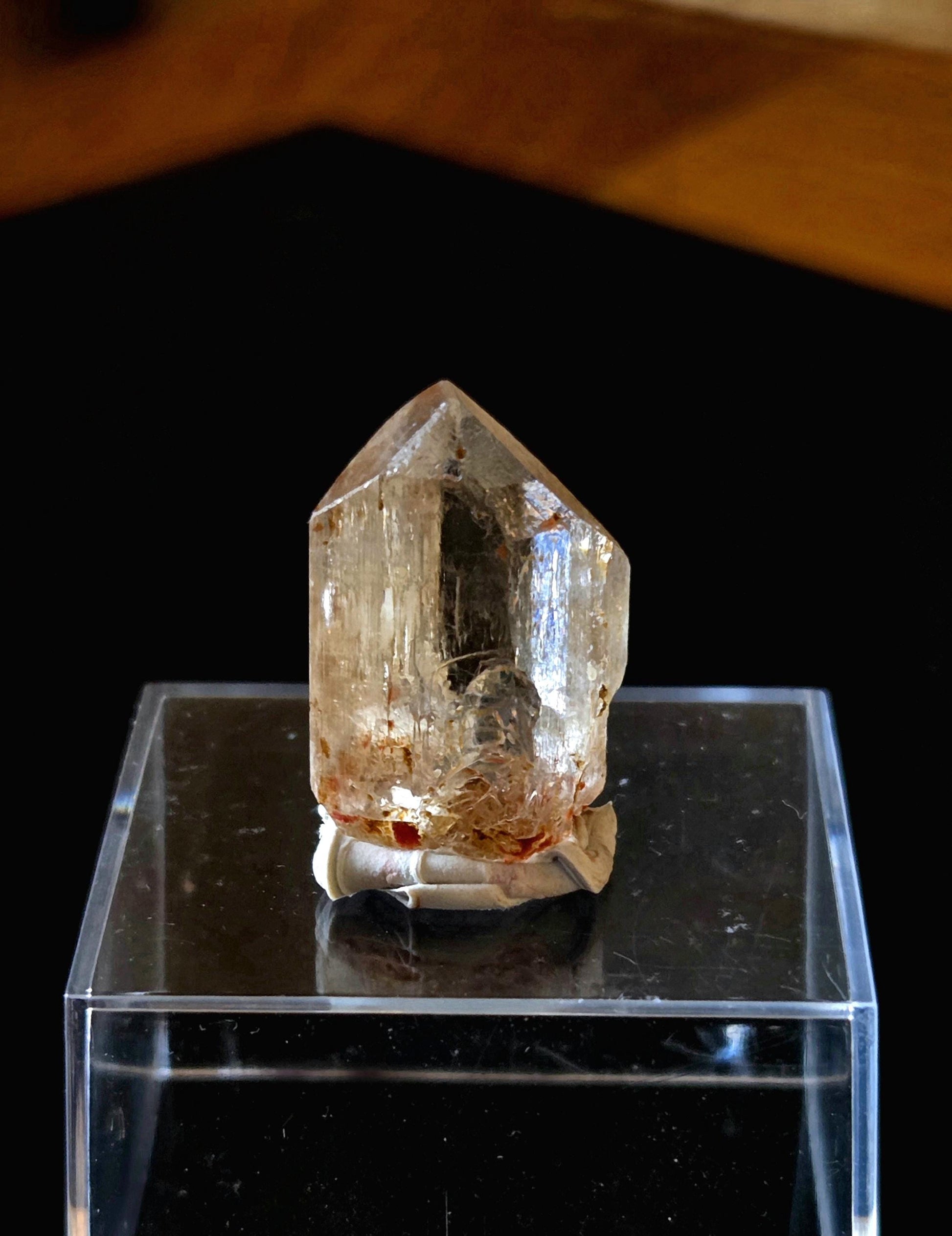 Topas weiss Kristall Spitze Sammlerstein, Topaz , Namibia, 25 x 18 x 14 mm, 7,08 g., 35,40 ct.