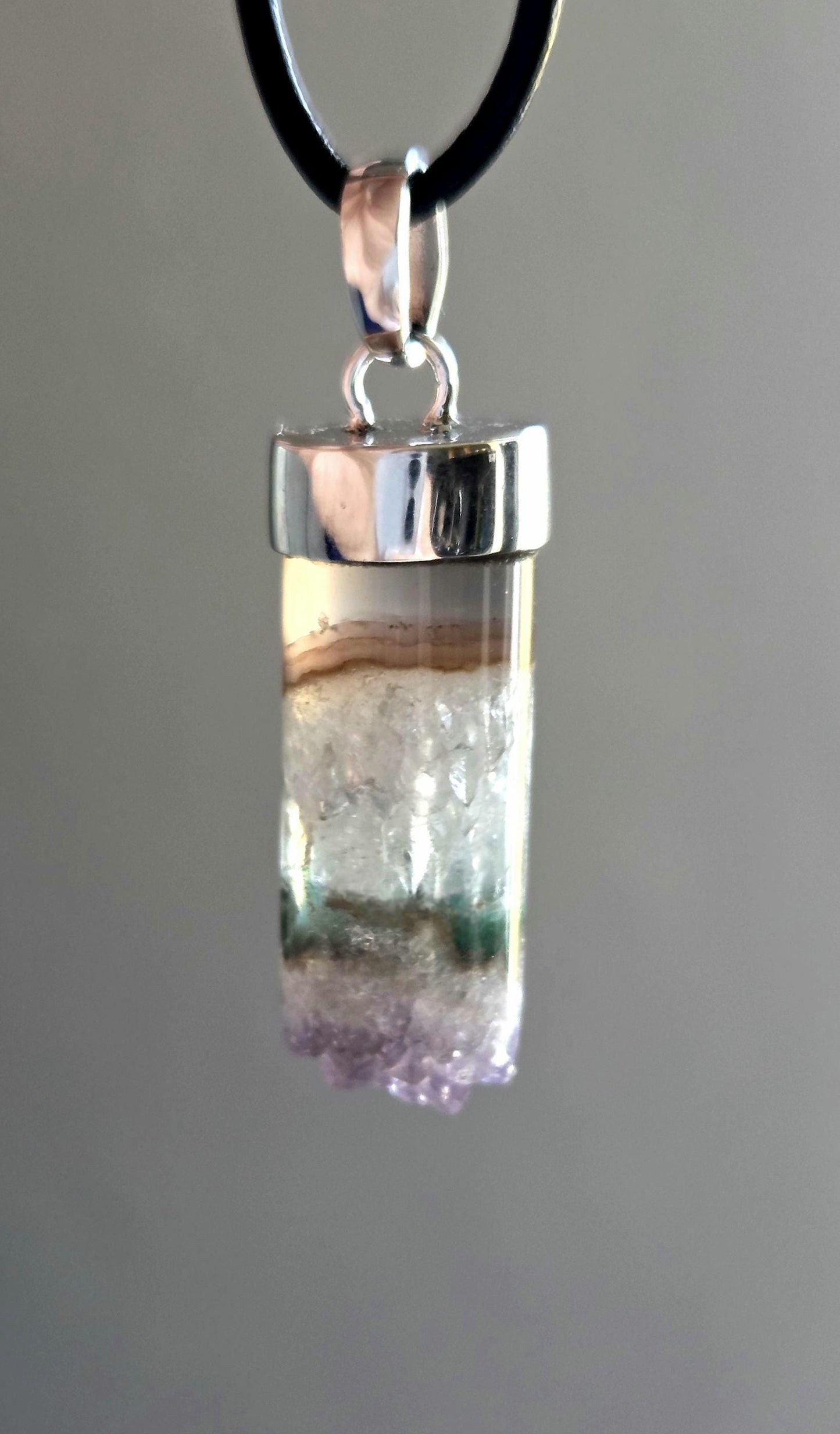 Auralit 23 Auralite 23, super seven, melody stone Cacoxenit Amethyst Anhänger, an 925er Silber Kappe und 925erSilberÖse