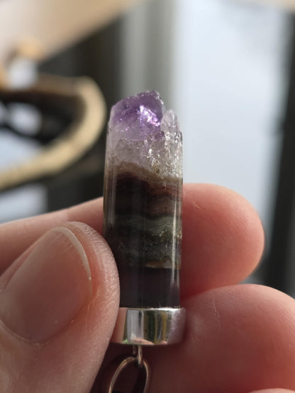 Auralit 23 Auralite 23, super seven, melody stone Cacoxenit Amethyst Anhänger, an 925er Silber Kappe und 925erSilberÖse