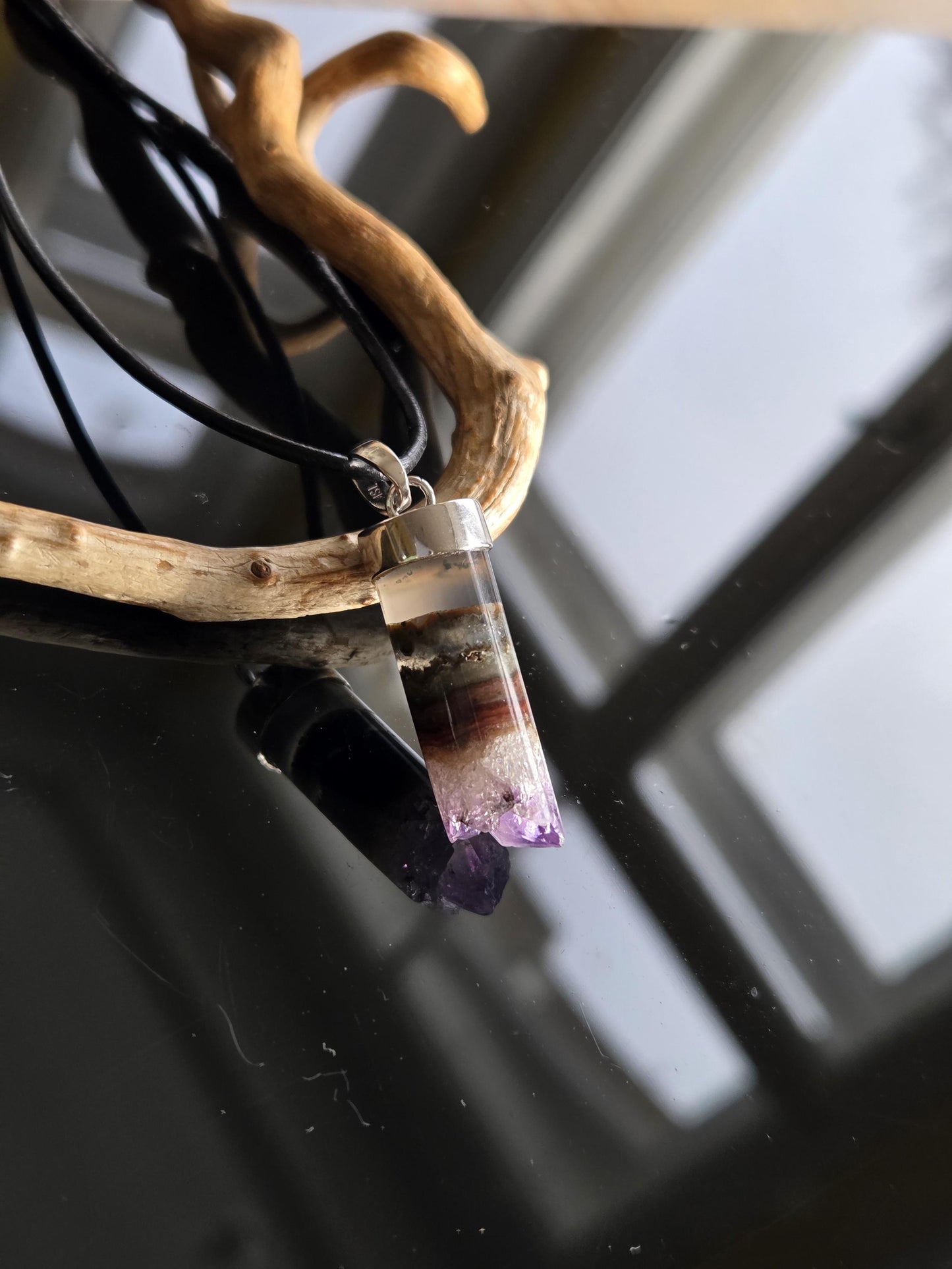 Auralit 23 Auralite 23, super seven, melody stone Cacoxenit Amethyst Anhänger, an 925er Silber Kappe und 925erSilberÖse