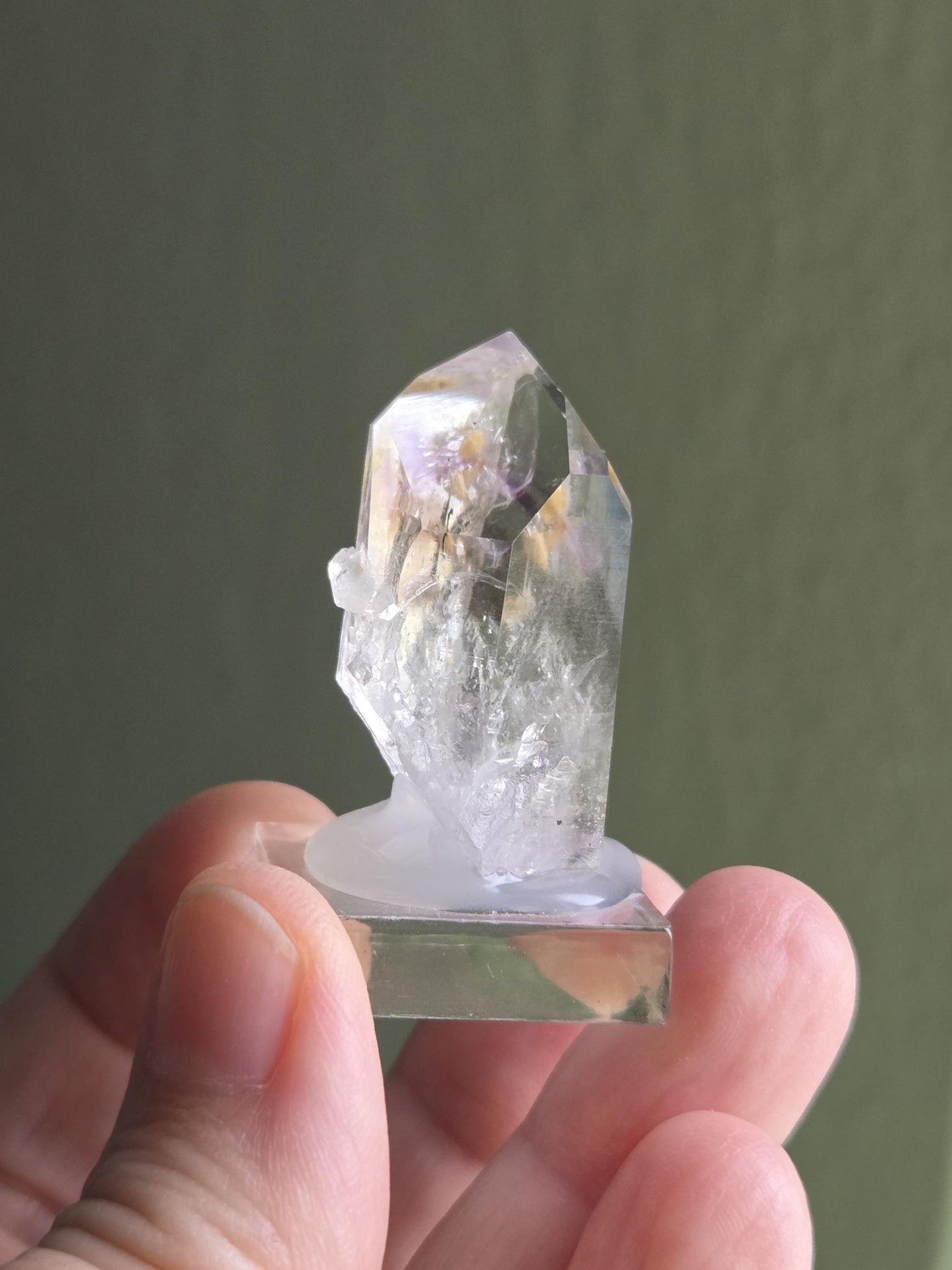 Goboboseb Amethyst Rauchquarz Phantomquarz Kristall Spitze aus Namibia mit Einschlüssen, Sammlerstein Brandberg Gebiet Amethyst Sammlerstein
