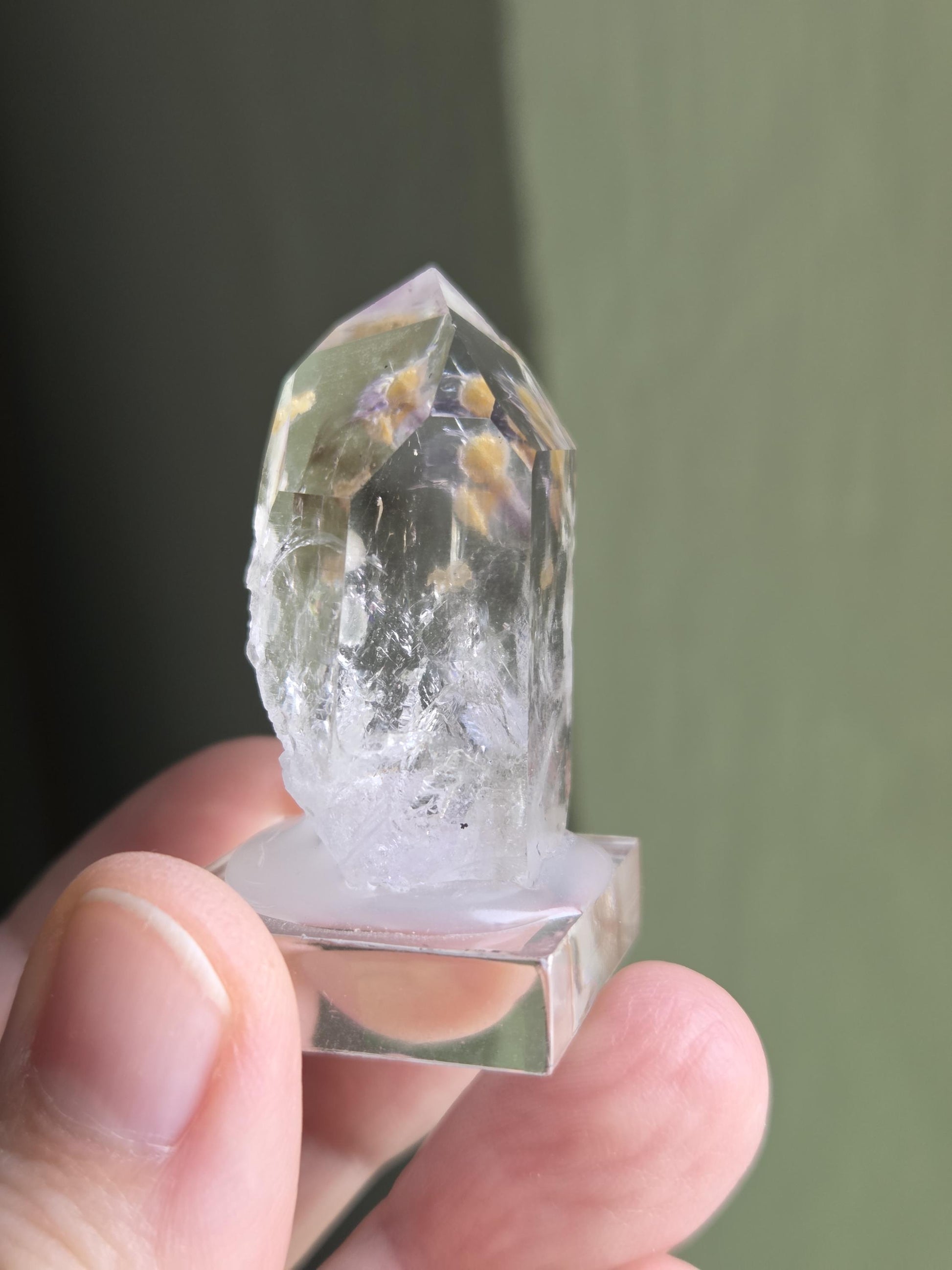 Goboboseb Amethyst Rauchquarz Phantomquarz Kristall Spitze aus Namibia mit Einschlüssen, Sammlerstein Brandberg Gebiet Amethyst Sammlerstein