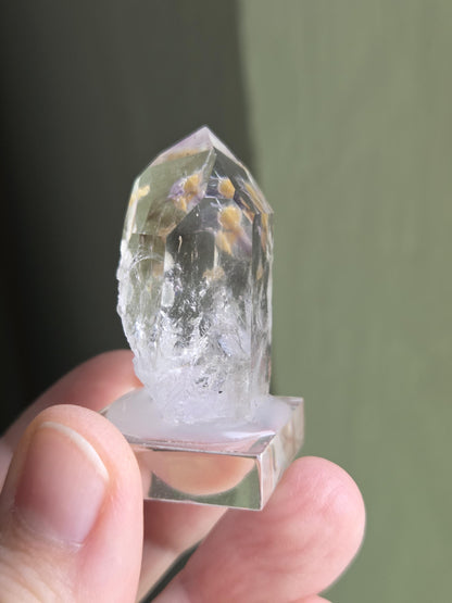 Goboboseb Amethyst Rauchquarz Phantomquarz Kristall Spitze aus Namibia mit Einschlüssen, Sammlerstein Brandberg Gebiet Amethyst Sammlerstein