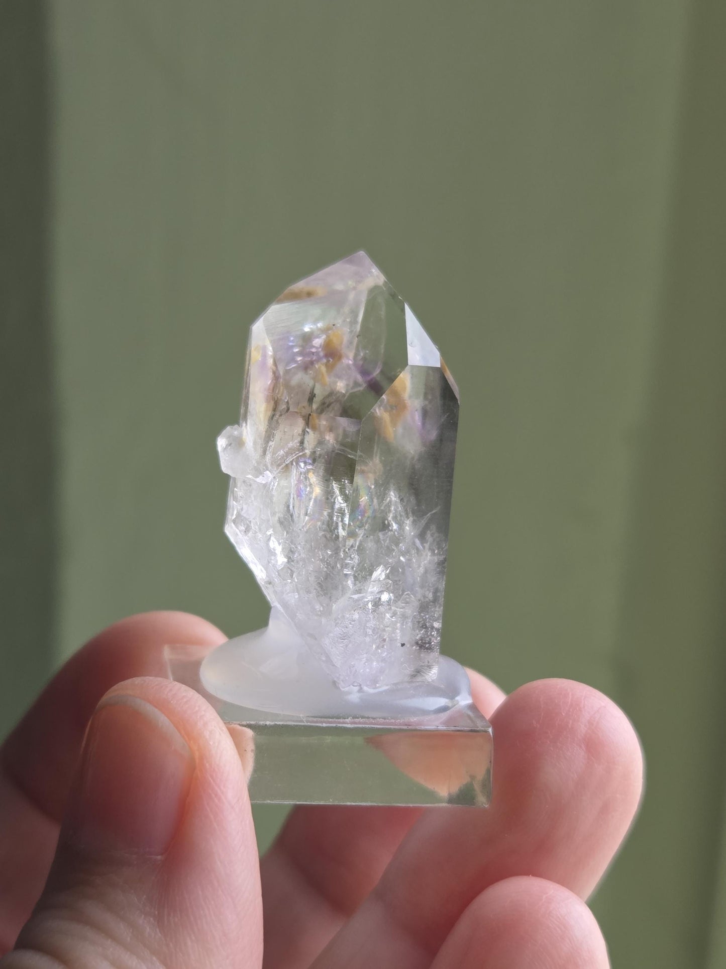 Goboboseb Amethyst Rauchquarz Phantomquarz Kristall Spitze aus Namibia mit Einschlüssen, Sammlerstein Brandberg Gebiet Amethyst Sammlerstein
