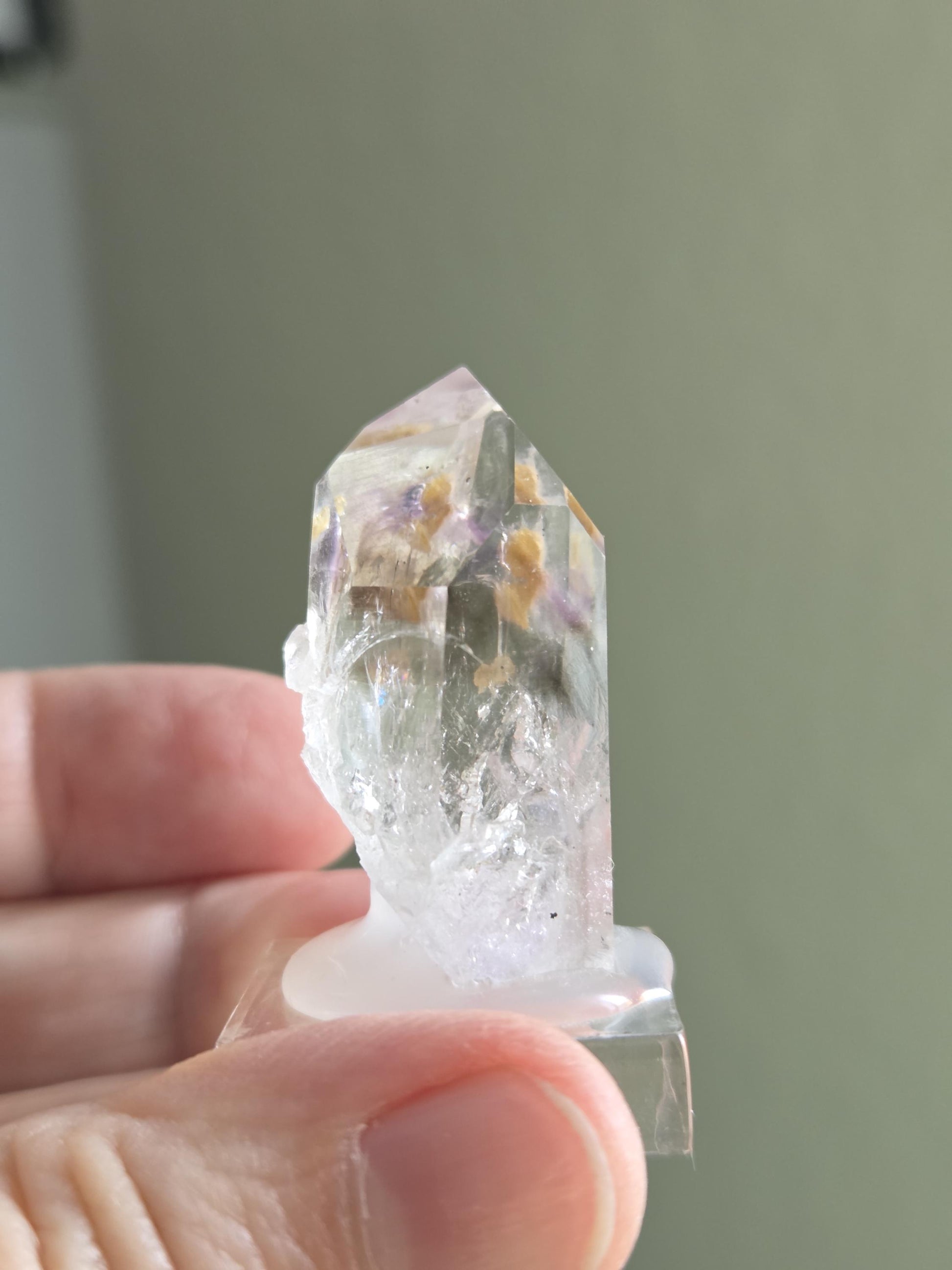 Goboboseb Amethyst Rauchquarz Phantomquarz Kristall Spitze aus Namibia mit Einschlüssen, Sammlerstein Brandberg Gebiet Amethyst Sammlerstein