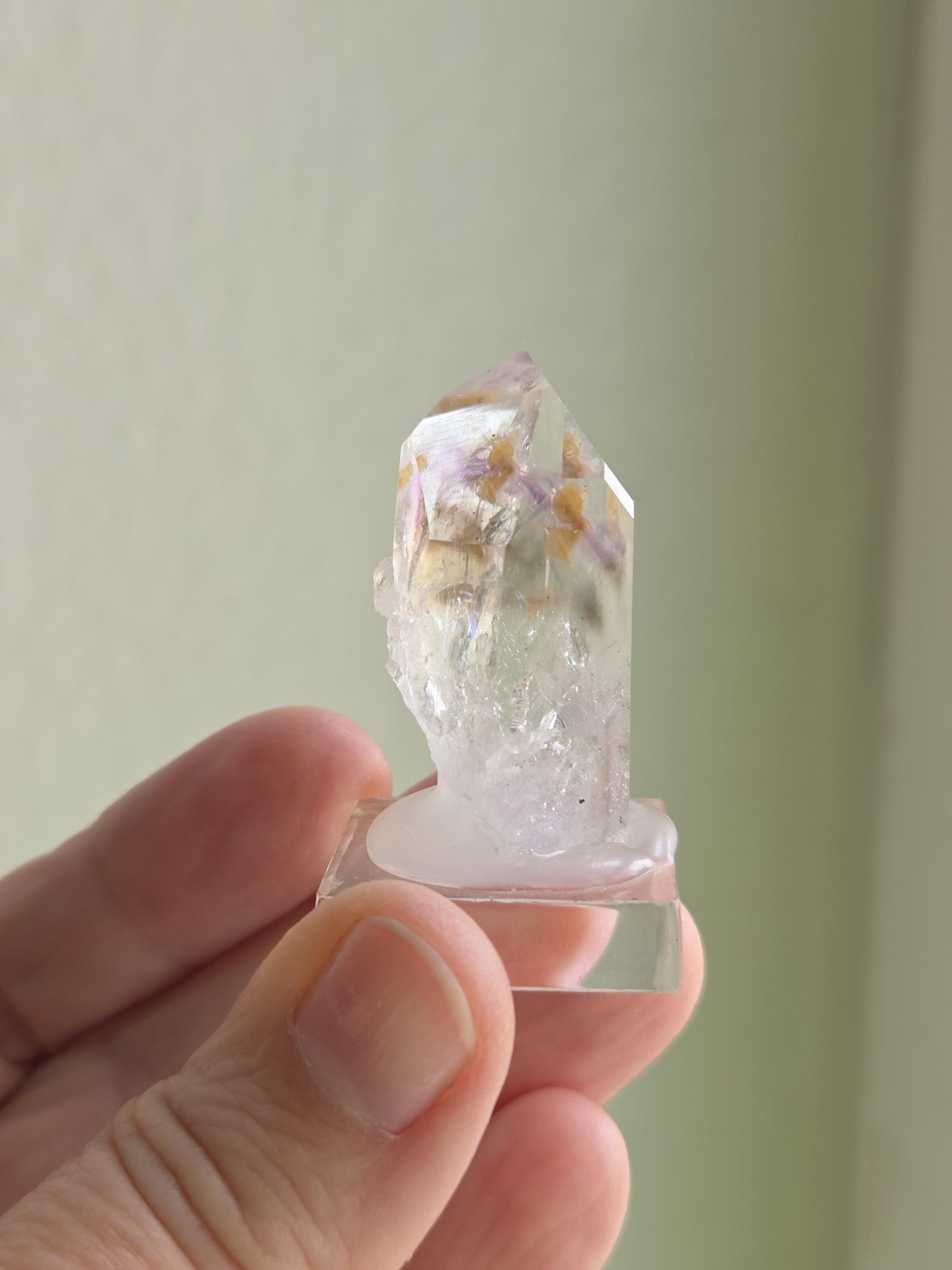 Goboboseb Amethyst Rauchquarz Phantomquarz Kristall Spitze aus Namibia mit Einschlüssen, Sammlerstein Brandberg Gebiet Amethyst Sammlerstein