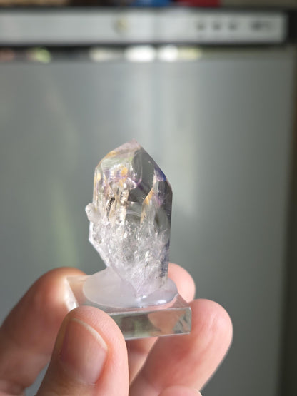 Goboboseb Amethyst Rauchquarz Phantomquarz Kristall Spitze aus Namibia mit Einschlüssen, Sammlerstein Brandberg Gebiet Amethyst Sammlerstein