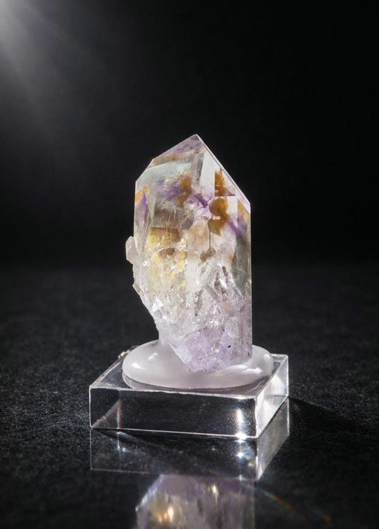 Goboboseb Amethyst Rauchquarz Phantomquarz Kristall Spitze aus Namibia mit Einschlüssen, Sammlerstein Brandberg Gebiet Amethyst Sammlerstein
