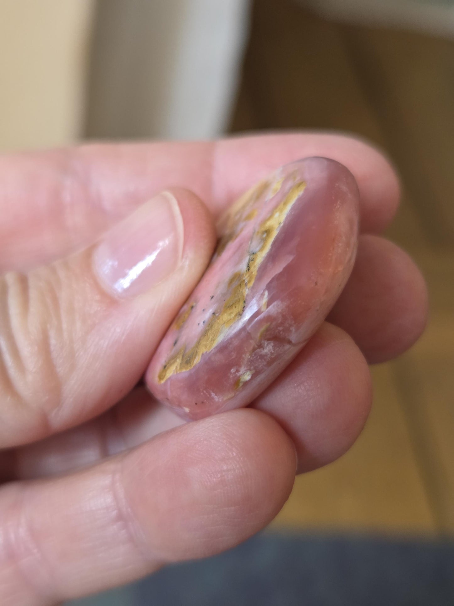 Rarität Opal aus Peru , rosa Andenopal , Sammlerstein Heilstein Massagestein, Stein zum Auflegen, 36 x 36 x 10 mm, pink Opal