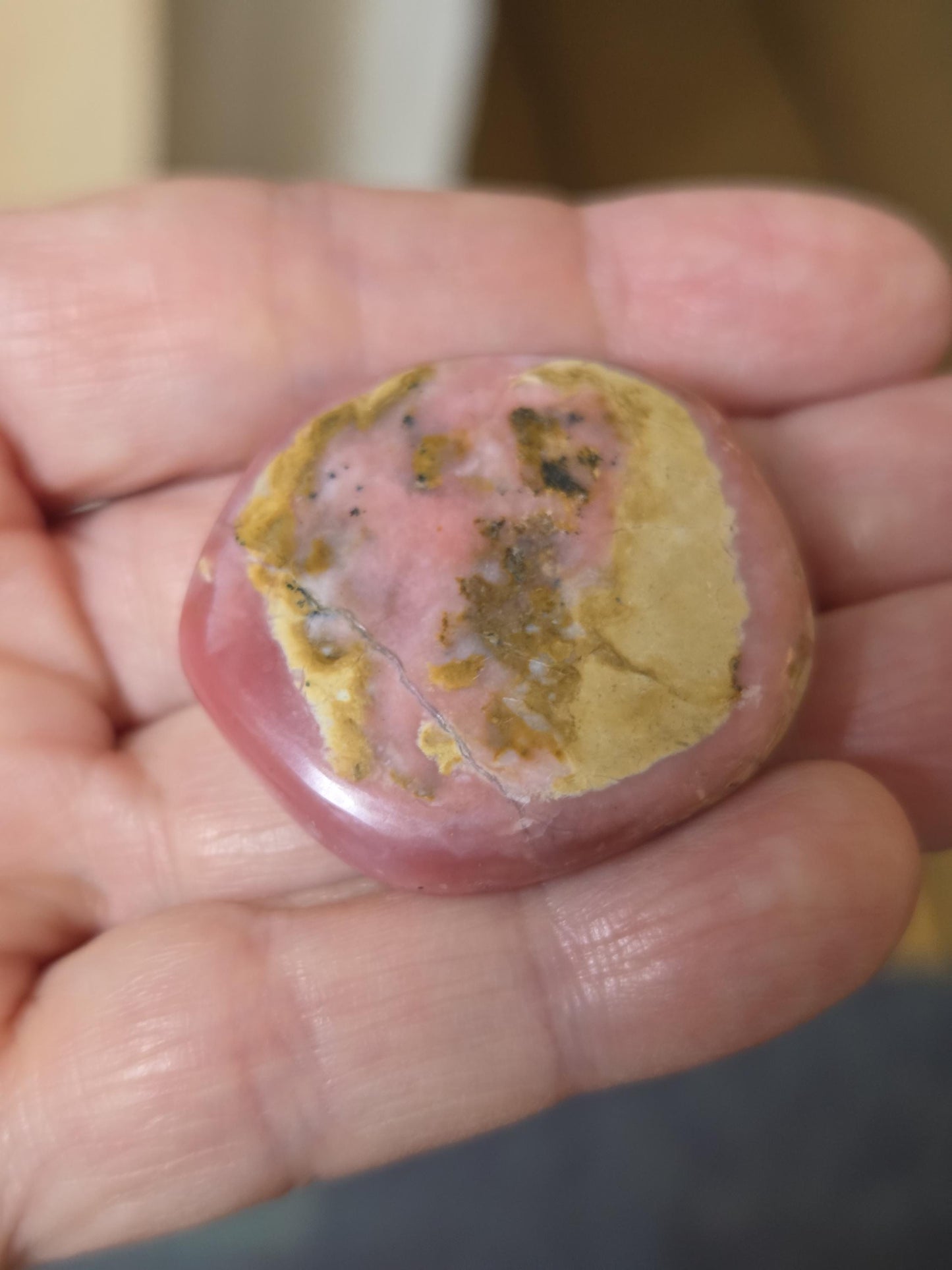Rarität Opal aus Peru , rosa Andenopal , Sammlerstein Heilstein Massagestein, Stein zum Auflegen, 36 x 36 x 10 mm, pink Opal