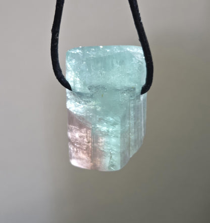 Turmalin bicolor türkis grün blau rosa, Indigolith Rubellit Kristall Anhänger, 26 x 18 x 15 mm, traumhaft geschliffen, edles Schmuckstück