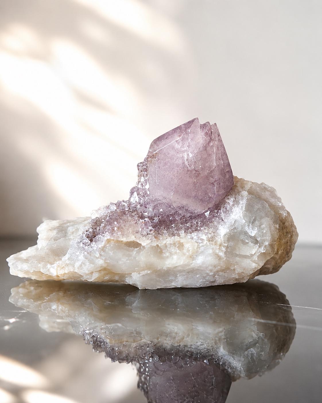 Spirit Quarz Kaktus Quarz Amethyst kleine Stufe Sammlerstein Kristall Spitze Rohstein