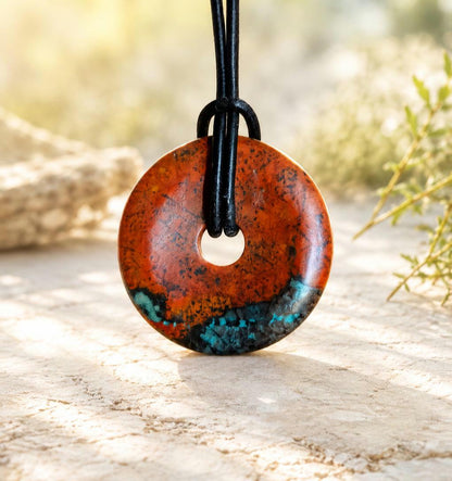Sonora Sunrise Donut Zarinit Anhänger 30 x 7 mm, an verstellbarem Lederband