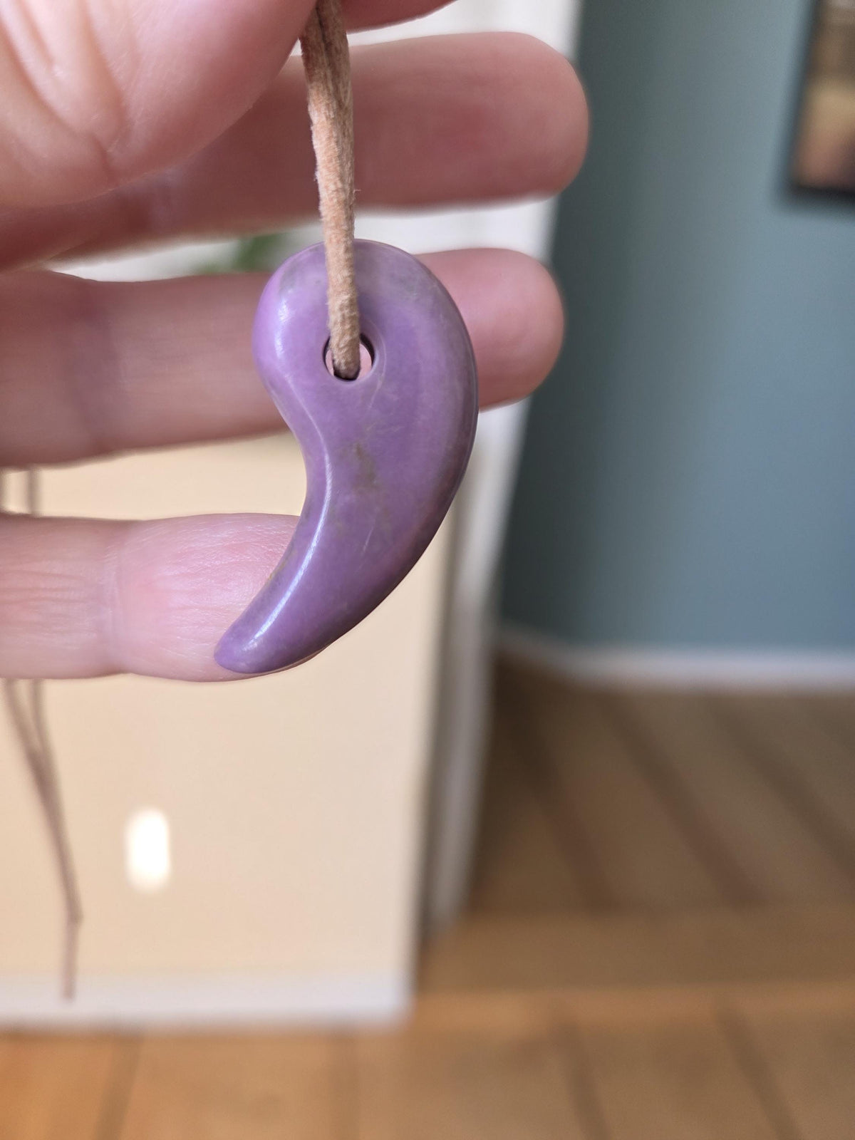 Rarität Phosphosiderit aus der Atacama Wüste Chile, Yin und Yang Anhänger, 33 x 17 x 8 mm, gebohrt, an verstellbarem Lederband