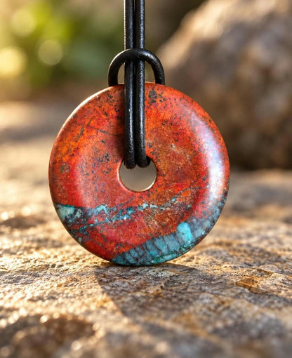 Sonora Sunrise Donut Zarinit Anhänger 30 x 7 mm, an verstellbarem Lederband