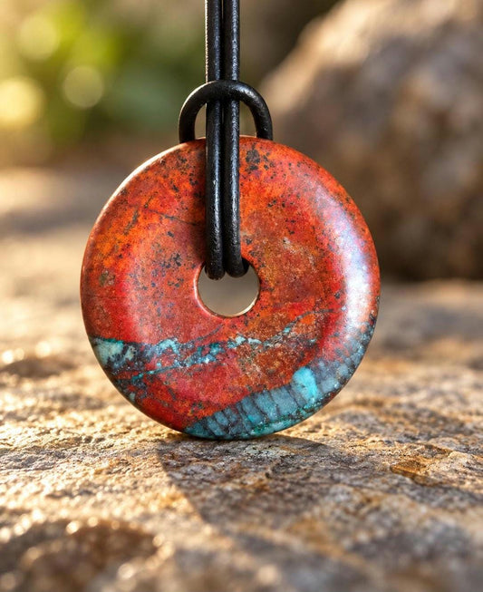 Sonora Sunrise Donut Zarinit Anhänger 30 x 7 mm, an verstellbarem Lederband