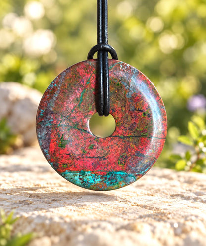 Sonora Sunrise Donut Zarinit Anhänger 40 x 8 mm, an verstellbarem Lederband