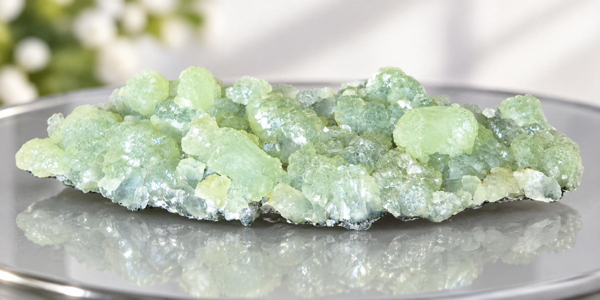 Phrenit Phrenite Kap-Smaragd kleine botryoidale Stufe Sammlerstein Marokko, 91 x 34 x 15 mm, 33,35 g. 166,75 ct., Herzchakra Herzöffner