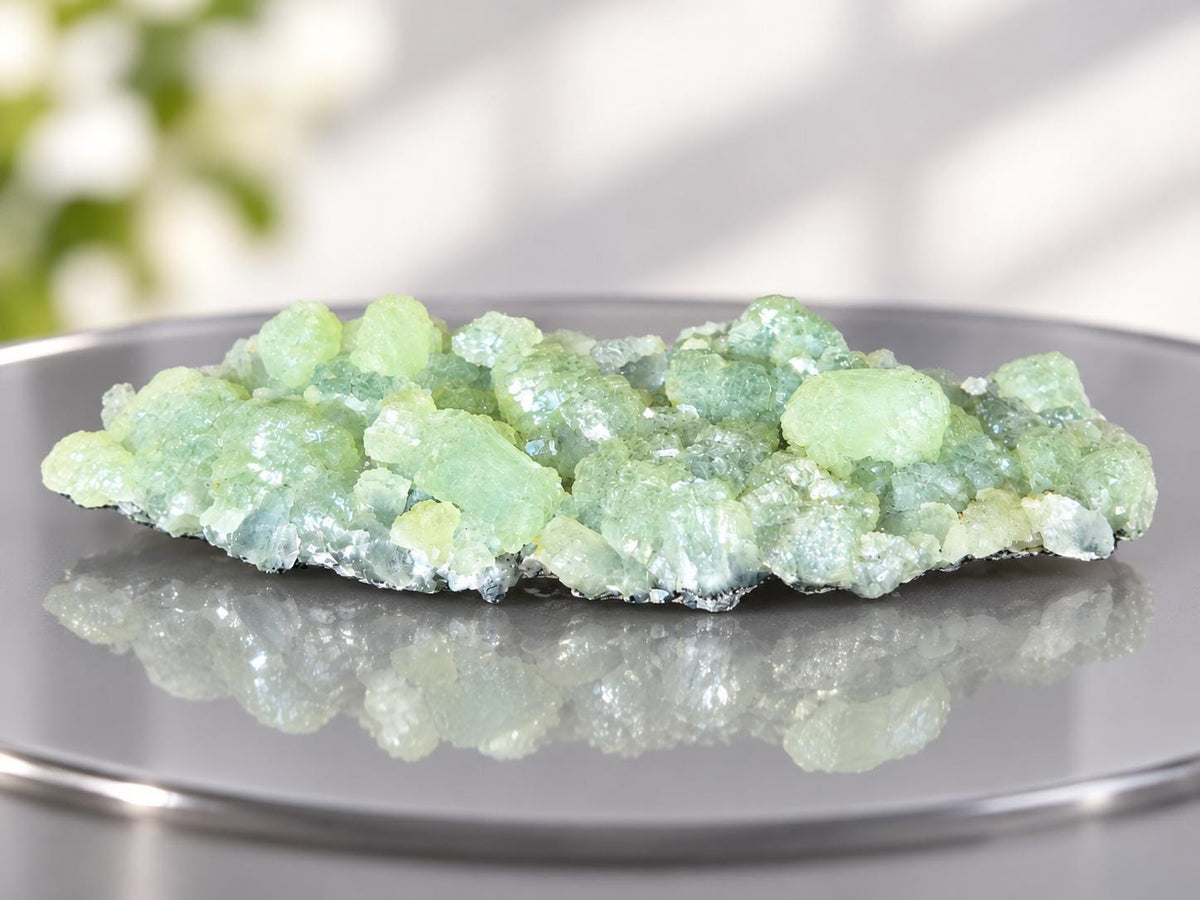 Phrenit Phrenite Kap-Smaragd kleine botryoidale Stufe Sammlerstein Marokko, 91 x 34 x 15 mm, 33,35 g. 166,75 ct., Herzchakra Herzöffner