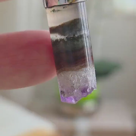 Auralit 23 Auralite 23, super seven, melody stone Cacoxenit Amethyst Anhänger,  an 925er Silber Kappe und 925erSilberÖse