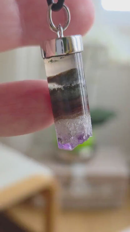 Auralit 23 Auralite 23, super seven, melody stone Cacoxenit Amethyst Anhänger,  an 925er Silber Kappe und 925erSilberÖse